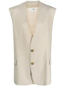 Однобортный жилет MM6 Maison Margiela, нейтральный