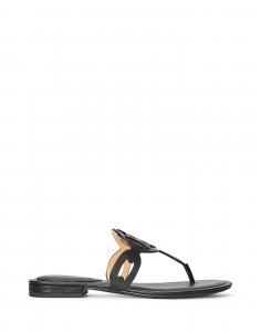 Сандалии Audrie Burnished Leather Sandal Ralph Lauren, черный