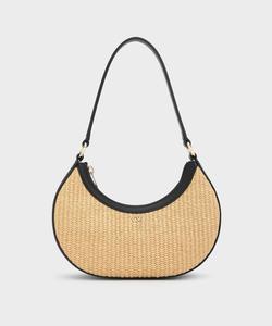 Сумка-хобо «Полумесяц» из рафии и кожи Charles & Keith, цвет Neutral Raffia