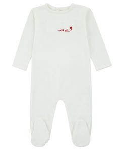 Хлопковая футболка с муслиновыми нашивками Baby Layette NoggiWear, Ivory / red
