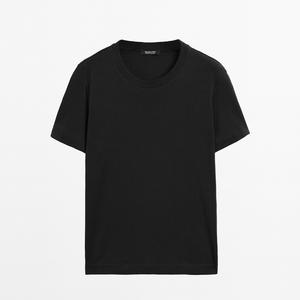 Футболка Massimo Dutti 100% Cotton Interlock Crew Neck, черный