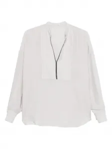 Шелковая блузка с цепочкой Monili Brunello Cucinelli, серый