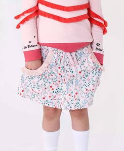 Детская юбка с цветочным принтом и бахромой на резинке, розовая KINDERKIND