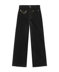 Черные вельветовые брюки Ganni, черный