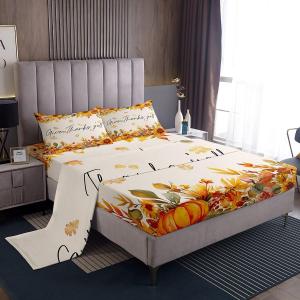 Erosebridal Комплект постельного белья Thanksgiving Day с винтажным принтом осенних листьев в стиле масляной живописи, Multi 5