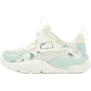 Нескользящие амортизирующие низкие детские туфли для младенцев и малышей QIAODAN, белый/зеленый