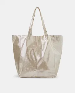 Сумка-шоппер из металлизированной кожи Tintoretto, серебряный