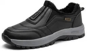 Мужские повседневные слипоны с утеплителем из флиса, водонепроницаемая резиновая подошва для походов, спорта и повседневной носки Qacksv, черный