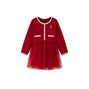 Детское платье с круглым вырезом, средней длины Disney, красный