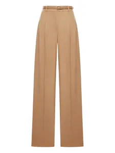 Шерстяные брюки с поясом MAX MARA, коричневый