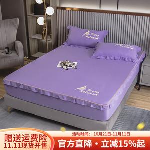 Boyang Простыня на резинке 180х200 см, однотонная, светло-фиолетовая, из чистого хлопка