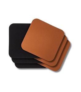 Подставки под стаканы - из веганской кожи - черные/коньячные - двусторонние - 10 x 10 см - 6 штук Cookinglife, черный/коричневый