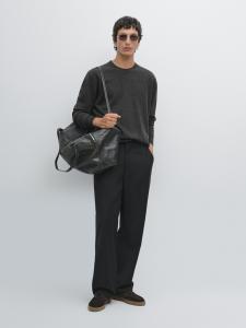 Свитер с круглым вырезом из смесовой шерсти Massimo Dutti, Charcoal