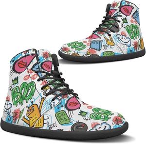 Женские модные кроссовки на шнуровке с высокой посадкой, стильные для бега и повседневной носки Pugasmiru, Funny Cartoon Graffiti Dinosaur Pattern