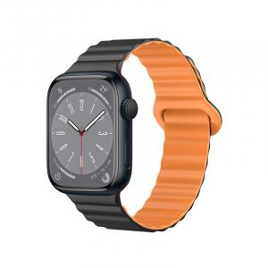 Biaodaige Часы Strap Apple Compatibility Silicone Material, Black Orange