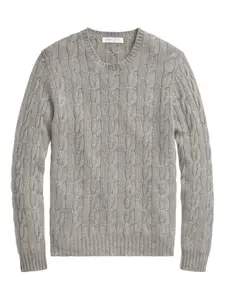 Свитер с круглым вырезом, связанный косами Ralph Lauren Purple Label, серый