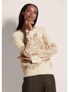 MADELEINE Кашемировый свитер с уникальным принтом в серо-коричневых тонах