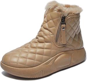 Женские зимние ботинки TERBOFIN для женщин, утепленные мехом, короткие ботильоны на молнии сбоку, легко надеваются, Khaki