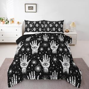 Erosebridal Готический детский пуховый комплект постельного белья Black Goth с галактическим принтом, White Black