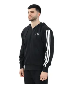 Черный пуловер базового кроя, французская махровая ткань в 3 полоски. Adidas, черный