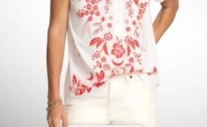 Белая льняная футболка с пуговицами "Олеандр" Johnny Was