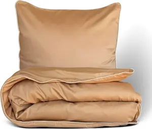 Постельное белье, хлопковый сатин, эксклюзивный, с кантом, однотонное 200x220 16 Бежевый Multitex