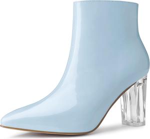 Женские ботильоны Allegra K с прозрачным каблуком, заостренным носком и массивным каблуком, Sky Blue