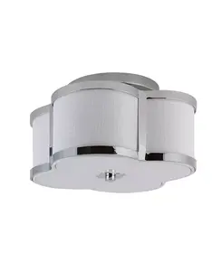 Классический гламурный светодиодный светильник с четырехлистным абажуром и фестончатым абажуром для скрытого монтажа Jonathan Y, silver-tone