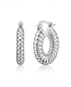 Трубчатые ребристые круглые серьги-кольца с покрытием из белого золота или 14-каратного золота Rachel Glauber, silver