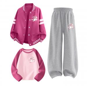 Детский спортивный комплект Casual из 3 предметов Disney, difeima k розовый красный+difeima k светло-heather серый+difeima k fuchsia