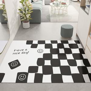 Dajiang Ковер 120х200 см из ПВХ-кожи для прихожей, грязеотталкивающий, черно-белый