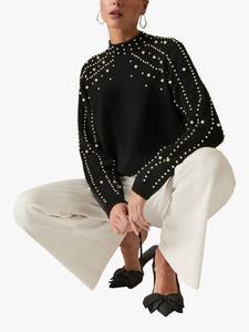 Джемпер с жемчужными стразами James Lakeland, Black