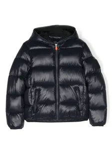 Пуховик на молнии с нашивкой-логотипом Save The Duck Kids, синий