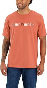 Футболка Carhartt мужская, свободный крой, плотная ткань, короткий рукав, с логотипом и принтом, Terrecota