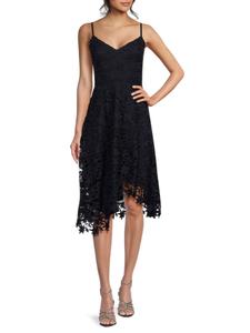 Асимметричное кружевное платье-миди Eliza J, темно-синий