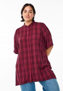 Блуза Zizzi MIT KURZEN ÄRMELN UND KARIERTEM MUSTER, Burgundy/Bordeaux