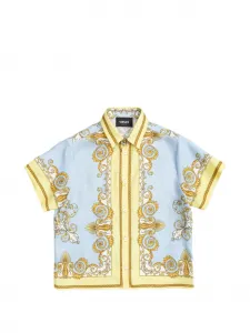 Рубашка с принтом Barocco Versace Kids, синий