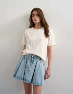 Джинсовая пышная мини-юбка со складками Topshop