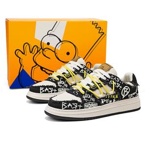 Низкие кеды для скейтбординга унисекс The Simpsons, бежево-черные (улучшенная версия)