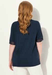 Блуза LAYERED SHORT SLEEVE RHINESTONE Ulla Popken, темно-синий