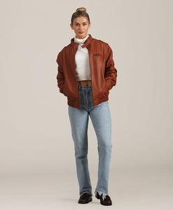 Женская куртка-бомбер Iconic Racer из искусственной кожи Members Only, цвет cognac