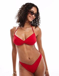 Бикини-топ Tia с завязками спереди ASOS DESIGN красного цвета