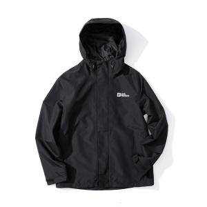 Куртка ветровка Jack Wolfskin для активного отдыха и походов, водонепроницаемая, ветрозащитная, дышащая, унисекс, цвет эбеновый черный/черный/6238