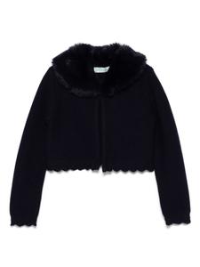 Кардиган с меховым воротником Abel & Lula, синий