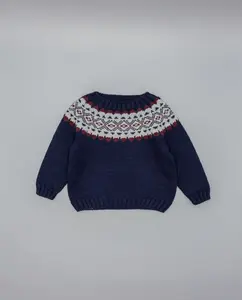 Вязаный детский джемпер с узором Fina Ejerique, темно-синий