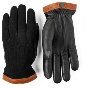 Перчатки из трикотажной шерсти и оленьей кожи Hestra, Black/Black