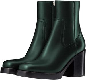 Женские ботильоны FOWT с боковой молнией, круглым носком, высоким массивным каблуком, платформой, короткие ботинки, повседневные, утилитарные, для офиса и улицы, унисекс, размеры США 4-16, Dark Green