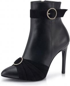 Женские сексуальные ботильоны Miss Left с ремешком и пряжкой, закрытым носком, тонким каблуком-стилет, молнией сбоку, короткие ботинки, модная свадебная обувь, размеры 4-16 US, Black
