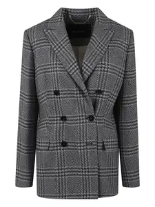 Двубортный блейзер в клетку Kiton, серый