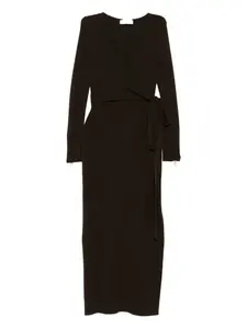 Платье-миди с запахом и боковыми разрезами Akep, коричневый